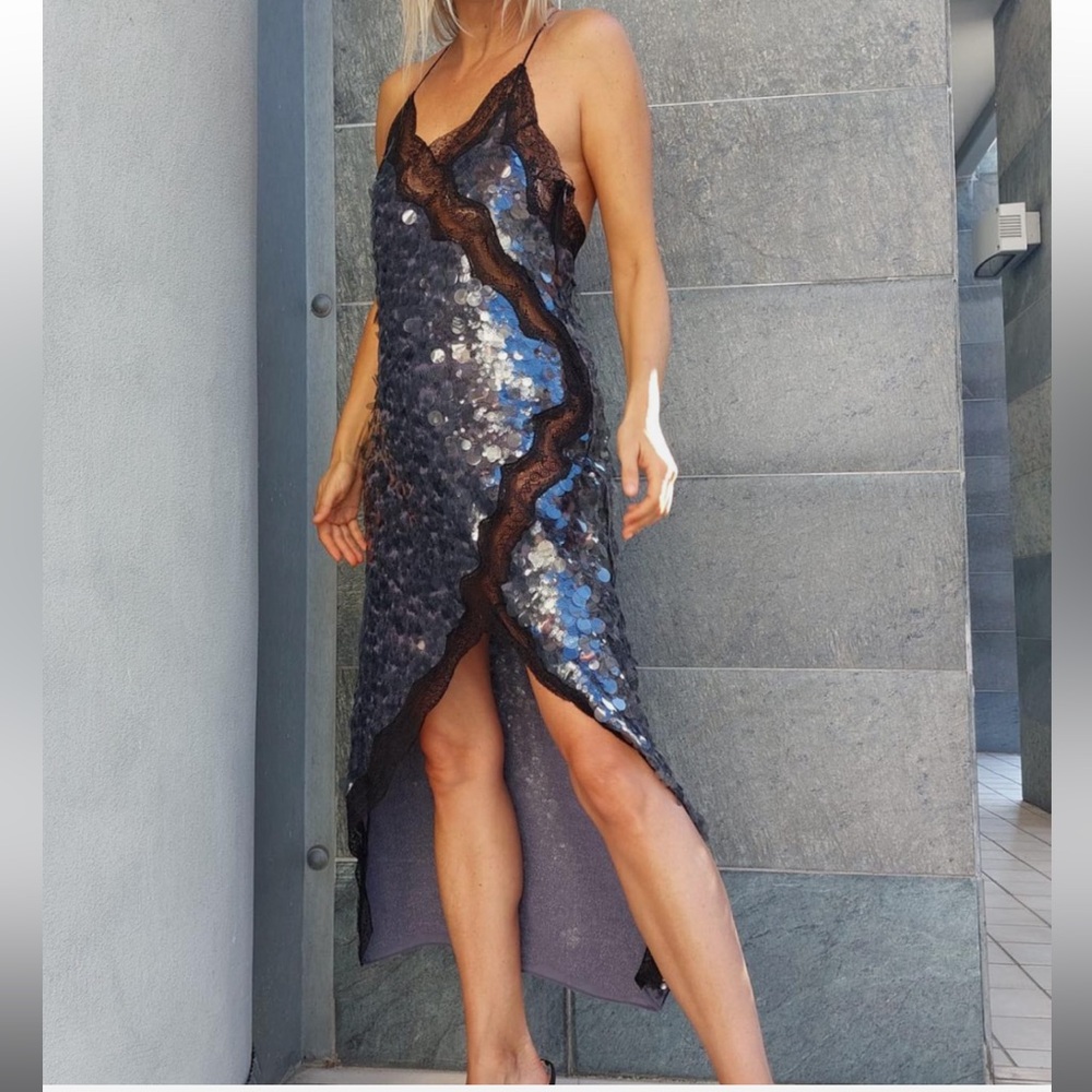 Zara Black Sequin Lace Dress